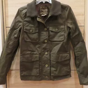 Chaqueta J Crew Mujer OD Grn Lavada y Envejecida Campo Militar con Cremallera Chaqueta Encerada Talla S - Imagen 1 de 11