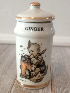 Vintage 1987 MJ Hummel Gold Trim Porcelain Ginger Spice Jar Made In Japan - Picture 1 of 7