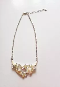 IKITA COLLIER EN METAL ARGENTÉ ET ÉMAIL COLORIS BLANC CRÈME, ARGENTÉ - Picture 1 of 5