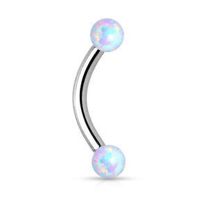 1pc Opal Balls Surgical Steel Eyebrow Ring 16g, 5/16" (8mm) - choose color
