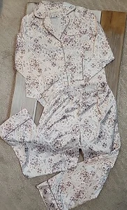 Mia Joy Girls Pajama Set Button Front Top Elastic Waist Pants Ivory Floral Print - Picture 1 of 6