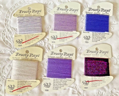 Rainbow Gallery Frosty Rays Thread Lot of 14 Shades of Purple 5 Yd Cards New - Image 1 of 2