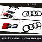Audi S3 Gloss Black Full Set Front Rear Badges Emblem For Audi S3 A3 Audi S3