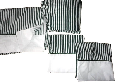 JUEGO DE SÁBANAS VINTAGE SPRING CLASSIC LINE RAYAS VERDES Y BLANCAS (4 PIEZAS) QUEEN Foto 1 de 4