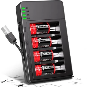 4 Pack Rechargeable Batteries with Charger, CR123A 3.7V Lithium Battery for Arlo - Picture 1 of 1