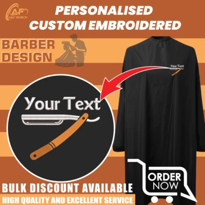 PREMIER Personalisiertes besticktes langärmliges wasserdichtes Salonkleid Ihr Text Haar SPA