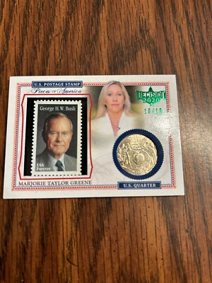 DECISION 2020  MARJORIE TAYLOR-GREENE  US Postage Stamp Quarter Card 10/10 - Image 1 of 2