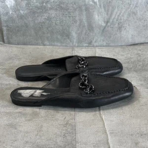 Mocasines para mujer Calvin Klein de cuero negro con cadena Ella punta cuadrada talla 6,5 - Imagen 1 de 9