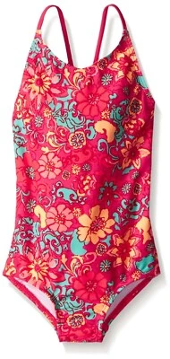 Kanu Surf Girls' Daisy Beach Sport One Piece Swimsuit, 2T, Karlie Floral Pink - Image 1 of 2
