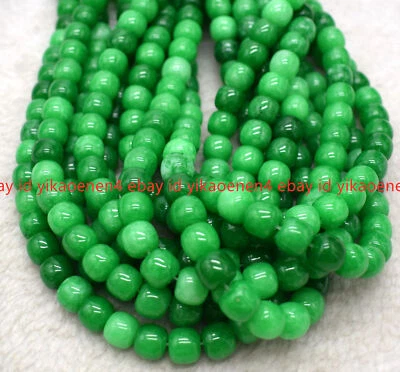 New Fashion Natural 8x10mm Green Jade Gemstone Barrel Loose Beads 15'' Strand - Image 1 of 4