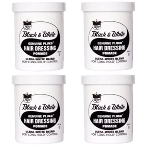 BLACK & WHITE HAIR WAX GENUINE PLUKO HAIR DRESSING POMADE 200ML (PACK OF 4) - Picture 1 of 1