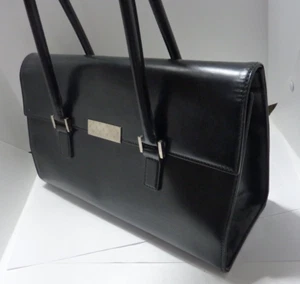 Brooks Brothers Women Tote Bag Purse Black ITALIAN Leather MADE IN PORTUGAL - Picture 1 of 14