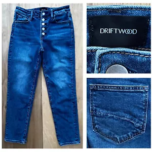 DRIFTWOOD GIZELLE BUTTON FLY JEANS WOMEN’S sz W27 L27 Mid Rise Distressed Denim - Picture 1 of 15