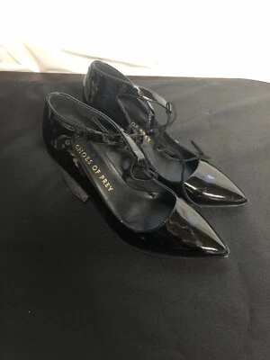 Zapatos de Prey Negro Charol Tacones con Corbata al Tobillo Punta Talla 5 Foto 1 de 4