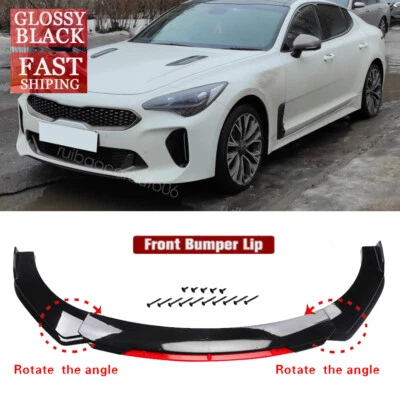 For 2018-2023 Kia Stinger Black+Red Front Bumper Spoiler Lip Splitter Body Kit Foto 1 de 4