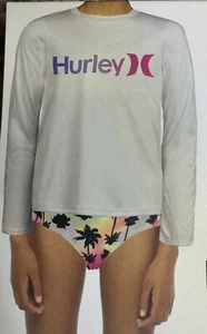 Girl's Hurley White Long Sleeve Rash Guard Swim Shirt Size Small 7 - 8 - Picture 1 of 6