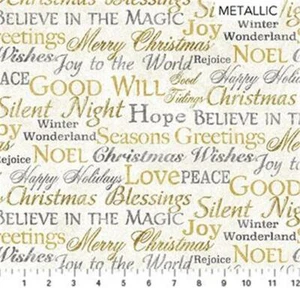 Stonehenge Weiß Weihnachten Noel Blessing Gold Metallic Quilt Stoff Sterne 24204M - Bild 1 von 1