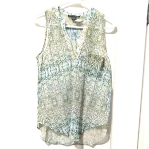 American Dream transparentes Tanktop Cami ärmellose Bluse Damen Gr. XS grün blau - Bild 1 von 6
