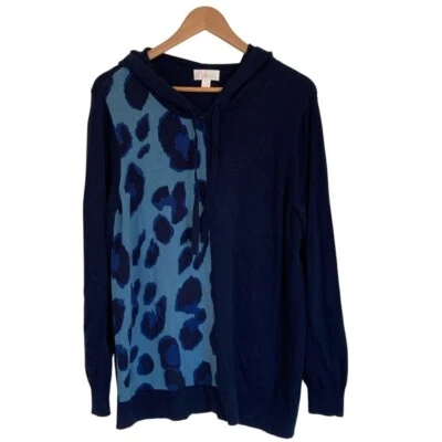 Suéter con Capucha Belle by Kim Gravel para Mujer Línea Larga Talla XL Azul Marino Camuflaje Foto 1 de 4