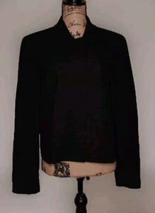 ANN TAYLOR - Black Cropped Lined Full Zip Blazer Jacket - Women's Size 14 - Picture 1 of 4