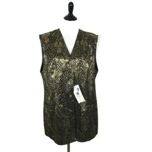 Vintage Givenchy Vest Womens Plus Size 20W Metallic Gold Floral Statement Piece - Picture 1 of 9