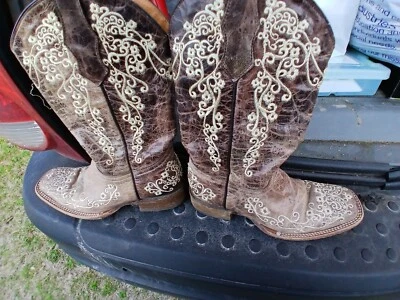 Botas Corral Teens A2980 Western Cuero Marrón Claro Puntera Cuadrada Adolescente Talla 3.5 T Foto 1 de 4