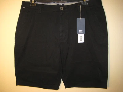NWT- CUTTER & BUCK CB Flat Front Mens Black Cotton Shorts- Size 38W & 10" Inseam - Image 1 of 4