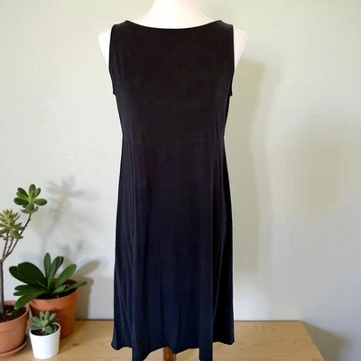 Vestido sin mangas Eileen Fisher Fine Tencel Jersey XS extra pequeño negro Foto 1 de 4