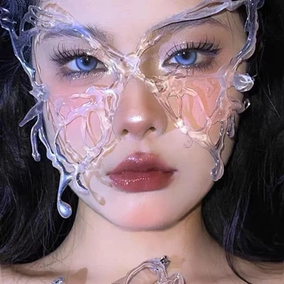Resin Halloween Masks Transparent Masquerade Props Butterfly Mask  Game Party - Image 1 of 4