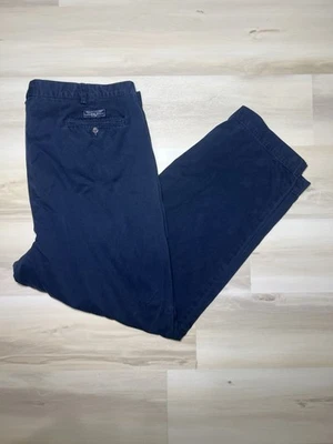 Polo Ralph Lauren Big Andrew Pants Mens 44B-30 Navy Blue Classic Pleated Cotton - Image 1 of 4