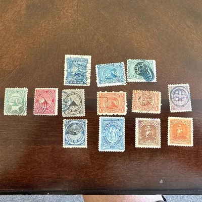 Lot Of 13 El Salvador Stamps 1874-1895 Used Nice Assortment Including Volcano - Image 1 of 2