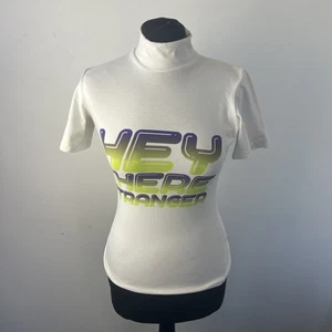 Genuine House of Holland White T-Shirt Size M High Neck Short Sleeve UK - Picture 1 of 5