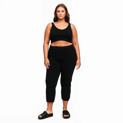 Pantalones Cortos de Cachemira Naadam Cintura Alta Rectos Negros Talla 3X Precio $185 Nuevos con Etiquetas Foto 1 de 4