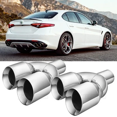 Par de tubos de escape dobles de 2,5" de entrada 3,5" de salida punta de 9" de largo para Alfa Romeo Giulia Foto 1 de 4