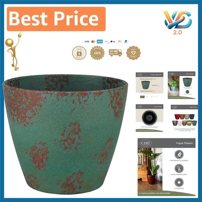 Elegant 8" Patina Copper Planter - Lightweight, UV Resistant & Modern Design - Image 1 of 4