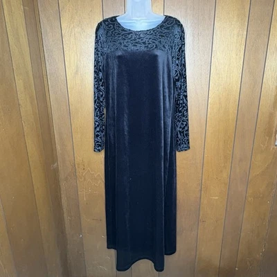 VTG Y2K DVF Dress Women M Black Burnout Velvet Whimsigoth Witchy Evening Maxi - Image 1 of 4