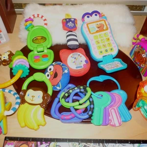 Baby Toddler Vintage Plastic Colorful Bright Toys Rattles Teethers Bundle Lot - Picture 1 of 4