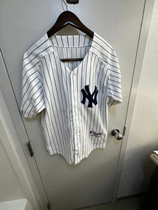 Vintage Majestic 90 New York Yankees Trikot Herren Gr. 50 Nadelstreifen weiß MLB - Bild 1 von 5