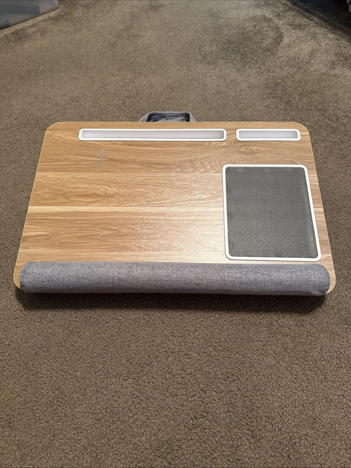 Bamboo Lap Desk Table Laptop Cushion Bed Tray Cushioned Computer Tablet Support - Image 1 of 2