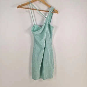 Miss shop womens bodycon dress size 8 metallic light blue sleeveless 074857 - Picture 1 of 9