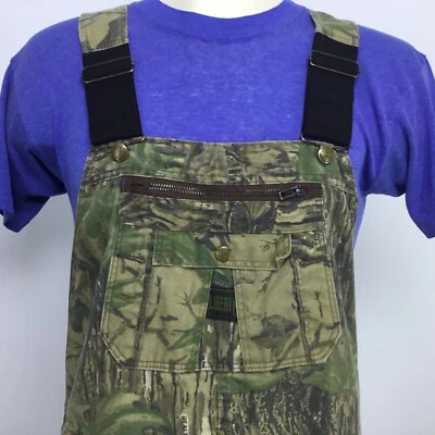 Vintage Mens Sz 43 X 31 Bib Overalls Liberty Realtree Camouflage Denim Carpenter - Image 1 of 4