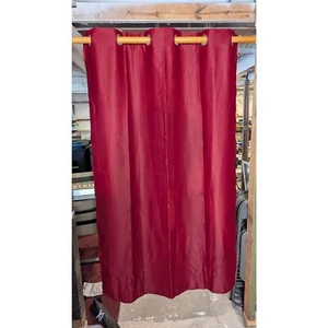 Deep Red Faux Silk Solid-Colored Blackout Curtain Panel, Set of 2 - 42" x 64" - Picture 1 of 4