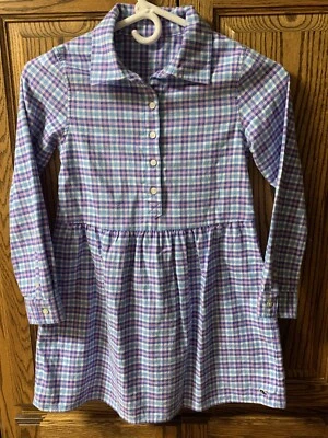 Vineyard Vines niñas talla Vestido con botones cintura camisa a cuadros rosa y azul 8  Foto 1 de 4