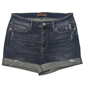 Judy blaue Jeansshorts mit Bündchen Damen Größe 1XL bequem Stretch Denim Sommer Boho - Bild 1 von 10