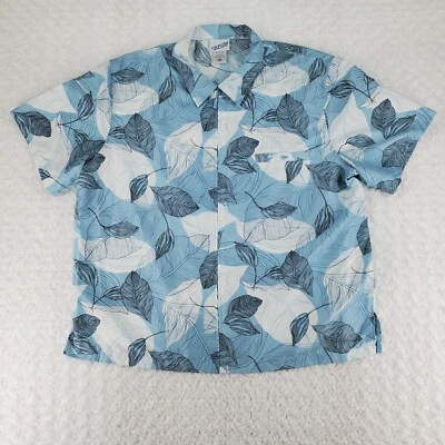 Camisa masculina Irvine Park 2XL XXL azul havaiana padrão floral zíper completo 1 bolso - Imagem 1 de 4
