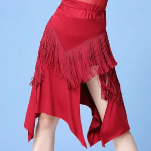 Damas Falda de Baile Latina Borla Ropa de Baile de Salón Falda de Rendimiento Irregular - Imagen 1 de 13