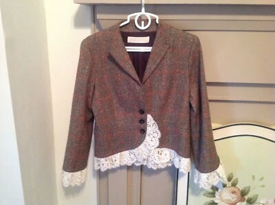 Valentino Spa wool jacket size 12 plaid & ivory lace - Image 1 of 4