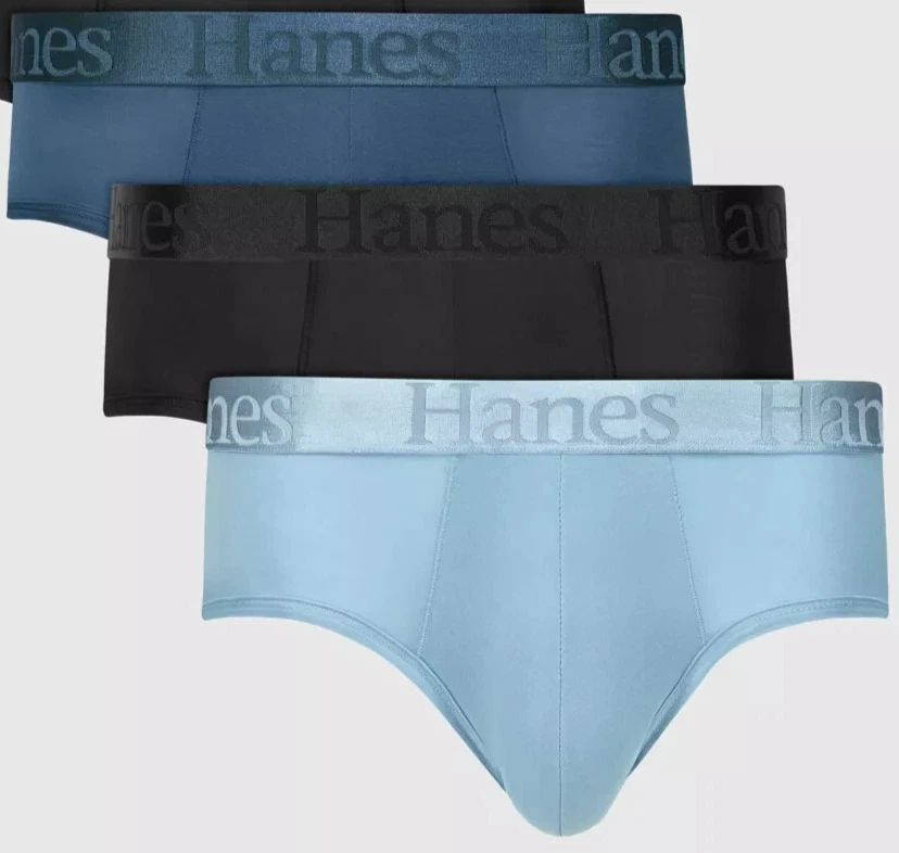 Hanes Originals Premium Men's XL 40-42 Tagless Viscose Wicking Briefs 3 Count