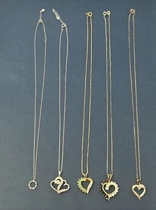 925 Sterling Silver 5 pc Lot Assorted Multi Stones Pendant Link Chain Necklaces - Picture 1 of 19