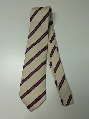 Hermes 8856 Gatsby 罕见 正品 亚麻丝绸条纹 领带 — 第 1/4 张图片